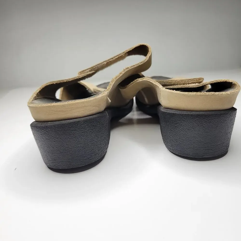 Mephisto Double Strap Sandals Light Tan Neutral Hook Loop Adjustable Women 41